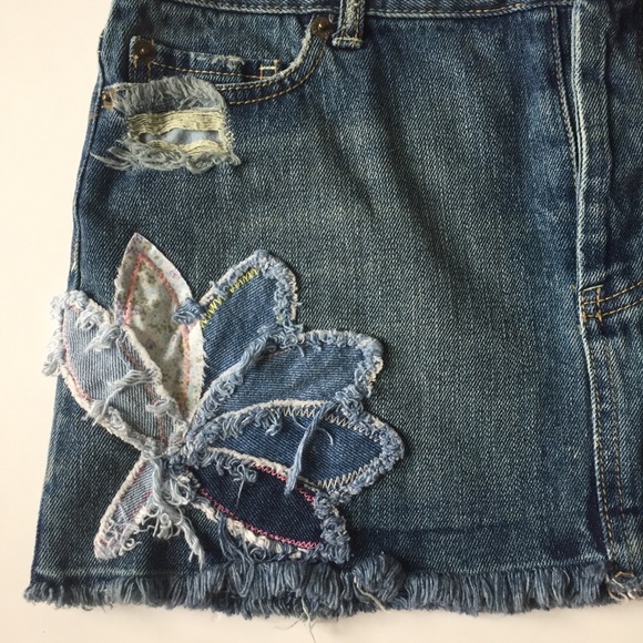 Dresses & Skirts - Boho $45 Patchwork Distressed Denim Boho Skirt